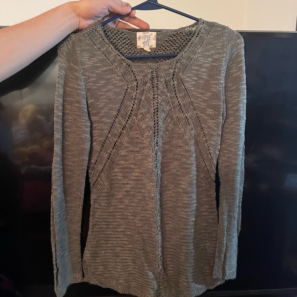 Hippie rose long sleeve green shirt size xs